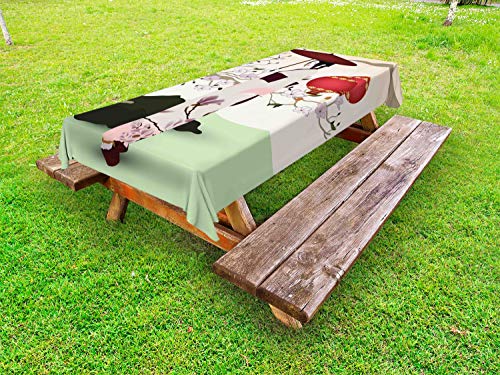 ABAKUHAUS L'ombrello Ragazza Tovaglia da Esterno, Orient Garden, Tovaglia da Picnic Lavabile Decorativa, 145 cm x 265 cm, Pale Green Multicolor