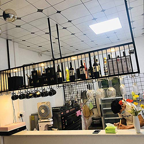 HLL Wine Rack, Organizzare Cucina Ferro Art soffitto Wine Rack semplici industriali Ristoranti/Cucine/Bar attaccatura del supporto di Wine Glass solido rack di legno vino rosso con la luce,100x30