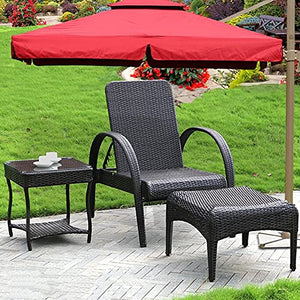 AAGYJ Sedie da Giardino in Rattan sotto L'Ombrellone, Sdraio con Pedale e tavolino da caffè, portante da 550 libbre, Sedia a Sdraio reclinabile, Sdraio da Giardino, Sdraio, Lettino Prendisole