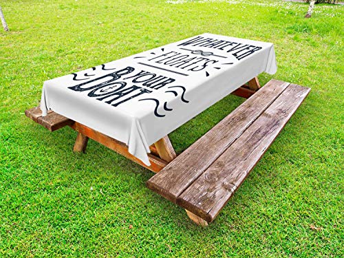 ABAKUHAUS Detto Tovaglia da Esterno, Psicologica Joy Tipografia, Tovaglia da Picnic Lavabile Decorativa, 145 cm x 210 cm, Dark Night Blu