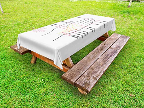 ABAKUHAUS Chiromanzia Tovaglia da Esterno, Palm Reading Grafico Design, Tovaglia da Picnic Lavabile Decorativa, 145 cm x 265 cm, Bianco Multicolor