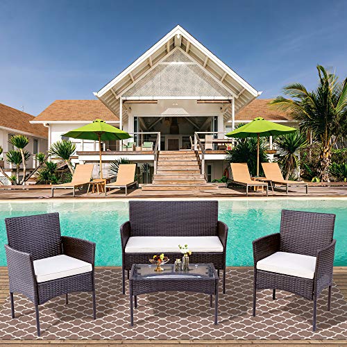WYLZLIY-Home Set Mobili da Giardino Set Mobili da Esterno Sedie da Giardino in Rattan con Tavolino E Cuscini Bistro Set Telaio in Alluminio per Balcone All'aperto Patio Giardino