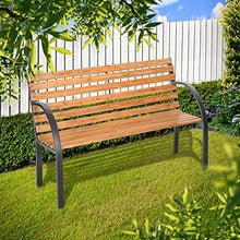 TecTake PANCHINA IN GHISA E LEGNO PANCA DA GIARDINO CON SCHIENALE LAVORATO INTRECCIATO - modelli differenti - ("Micha" (No. 401425))