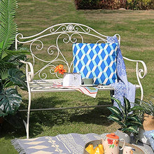 Panchina da giardino Panchine per il tempo libero da esterno, Panchine da terrazza in ghisa resistente alle intemperie e antiruggine, Panchina pieghevole a 2 posti con schienale e braccioli, Panchina