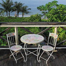 HZWZ Tavolo Laterale All'aperto, Tavolo da Patio A Mosaico, Piccolo Tavolo Finale All'aperto per Patio Giardino Balcone A Bordo Piscina con 2 Sedie (Ross),A