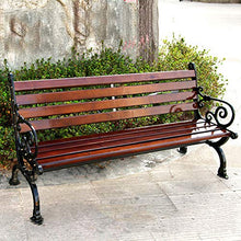 Panchina Giardino Terrazza Panche per Tempo Libero All'aperto, Panca da Esterno Resistente Aintemperie con Struttura Ghisa e Legno Massello Anticorrosivo, Panchine Decorative retrò per Portici Prati