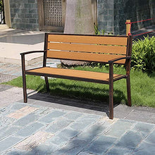 Panchine da giardino con terrazza Panchina da giardino per il tempo libero all'aperto, panchina da patio resistente alle intemperie con struttura in ghisa e legno massello anticorrosivo, panchina