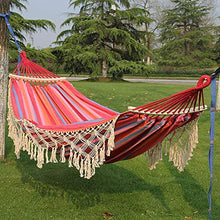 MVNZXL Sedia sospesa per Amaca Portatile, Strisce Colorate tessute a Mano in Cotone Naturale con amache con Frange all'Uncinetto, per Giardino sul Retro all'aperto e al Coperto