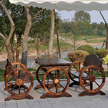 Panchina retrò in legno con ruota di carro per patio - Panca per veranda da giardino all'aperto, sedie da balcone in legno massello antisettico e panche da cortile per il tempo libero con schienale