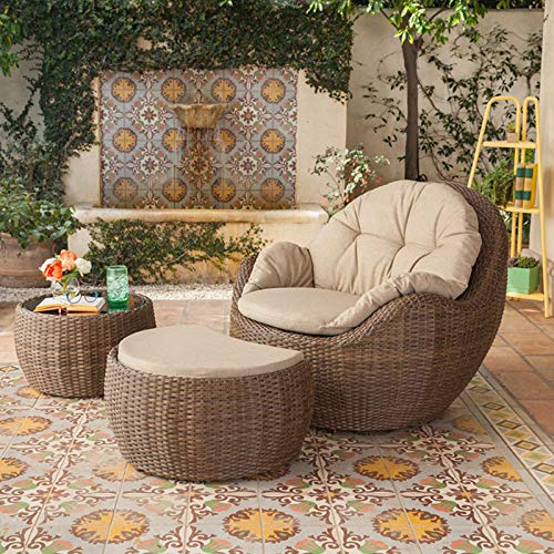 N/Z Attrezzatura Quotidiana Set di mobili per Portico da Patio 3 Pezzi Set di sedie e tavoli da Esterno per Il Tempo Libero Sedia da Salotto pigra in Rattan Mobili da Balcone per Esterni