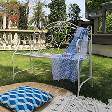 Panchina da giardino per uso domestico Cortile Sedia doppia, Panca decorativa per portico per il tempo libero in ferro battuto in metallo, Panca retrò con schienale e bracciolo cavi, Adatto per prato