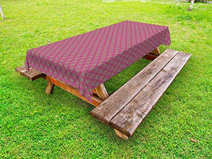 ABAKUHAUS Art Nouveau Tovaglia da Esterno, Fashion Style Nostalgic, Tovaglia da Picnic Lavabile Decorativa, 145 cm x 305 cm, Pallido Fuchsia Seppia Rose
