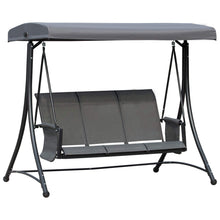 Outsunny Dondolo 3 Posti da Giardino o Terrazzo con Tettuccio Regolabile e Tasche Portaoggetti Grigio Scuro 196x128x172cm
