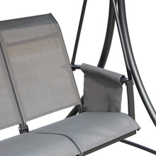 Outsunny Dondolo 3 Posti da Giardino o Terrazzo con Tettuccio Regolabile e Tasche Portaoggetti Grigio Scuro 196x128x172cm