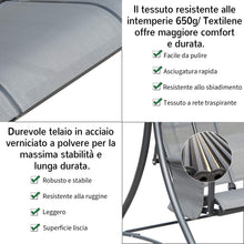 Outsunny Dondolo 3 Posti da Giardino o Terrazzo con Tettuccio Regolabile e Tasche Portaoggetti Grigio Scuro 196x128x172cm